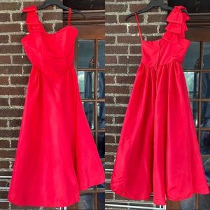 SOLD 70s does 50s VINTAGE Bright Red Party Dress